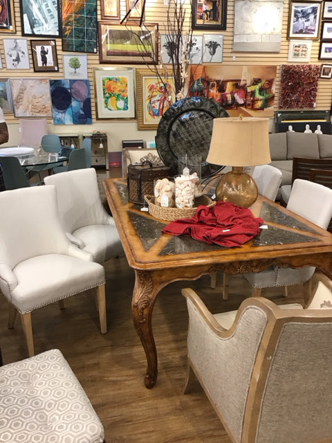 4 Cream Upholstered/Nail Head Dining Chairs