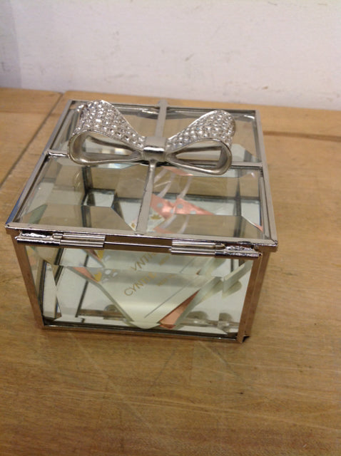 Silver & Glass Bow Trinket Box