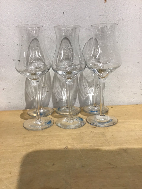 Set Of 6 Cristalleria Ferrand Stemmed Cordials