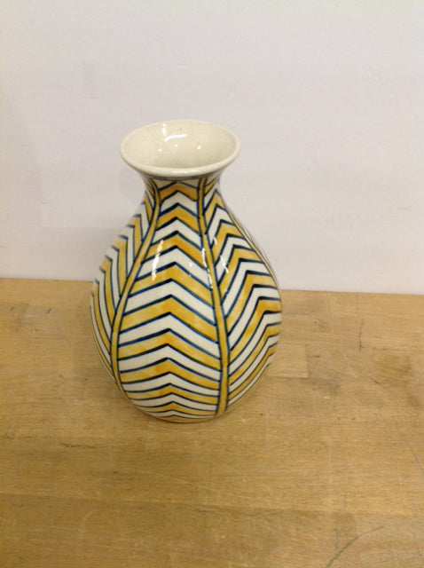 8.5" Gold/Blue Design Ceramic Vase