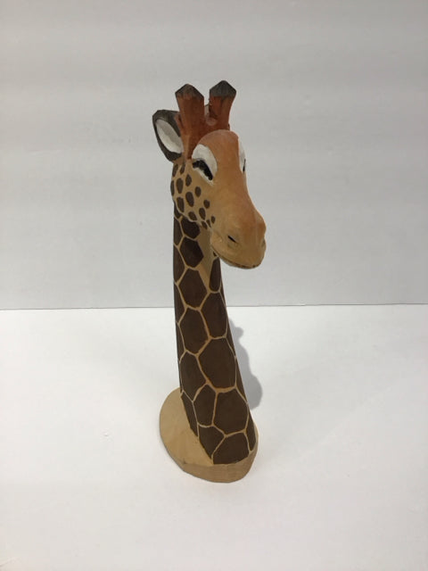 10" Wood Painted Giraffe Bust