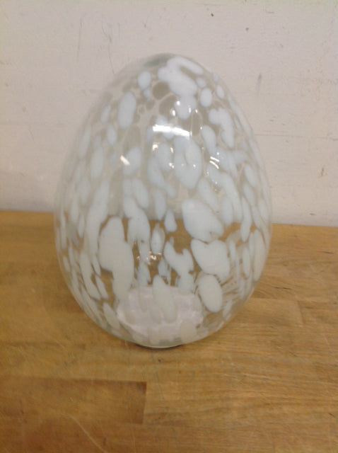 11" White Art Glass Egg