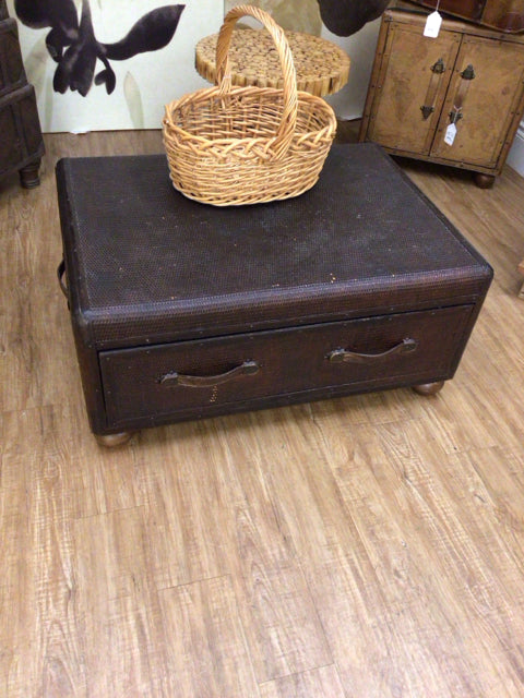 Dark Rattan One Drawer Coffee Table