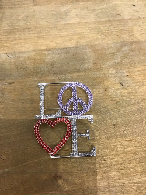 Love Rhinestone Pin