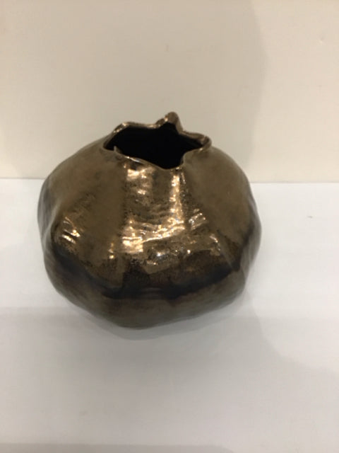 6" Brown Ceramic Abstract Vase