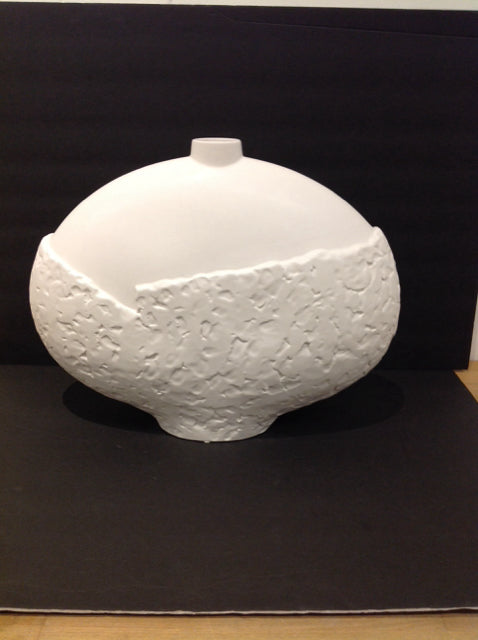 15" White Ceramic Vase w/Narrow Top
