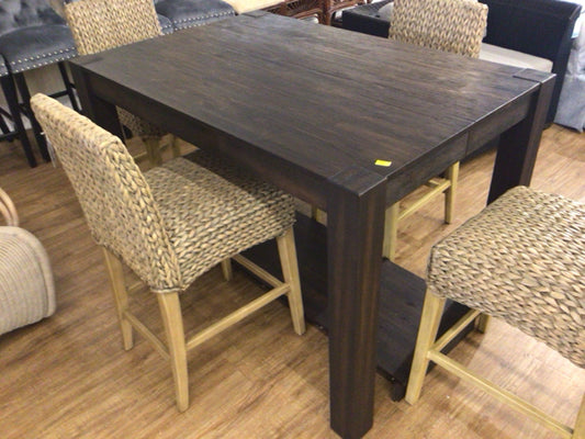 Dark Wood Extension Dining/Bar Table W/1 Leaf
