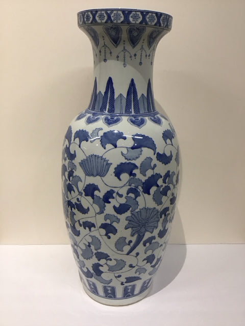 24" Blue/White Painted Urn