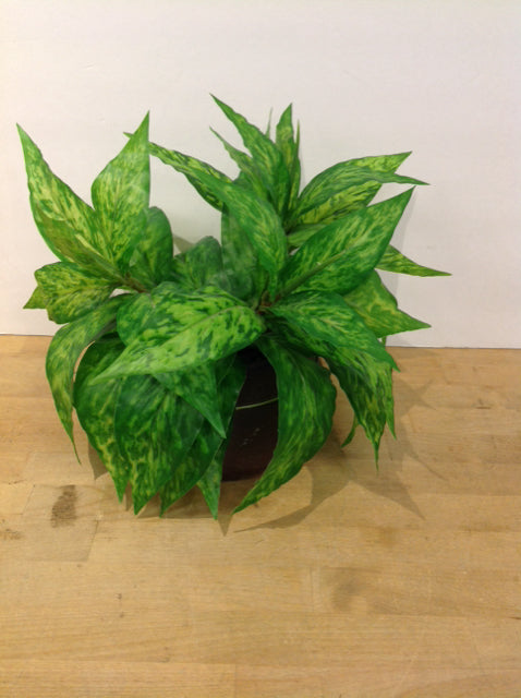 5" Round Brown Planter w/Faux Greens