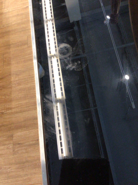 AS-IS Mid Century Style Wood Glass Top Bar Cabinet(Ring Marks On Glass)