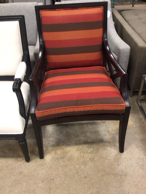 Macys Orange & Red Fabric Wood Arm Chair