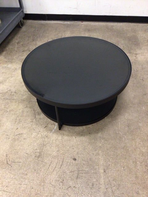 34 3/4" City Furniture Round Black Glass Top Coffee Table