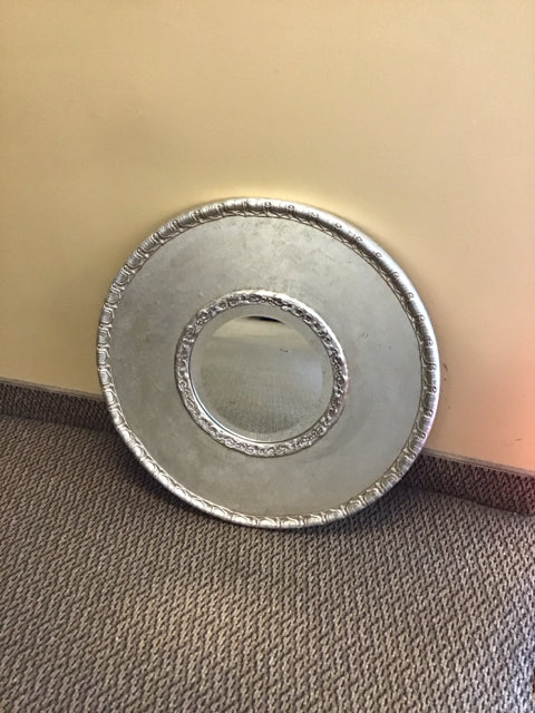 22" Silver Resin Round Mirror