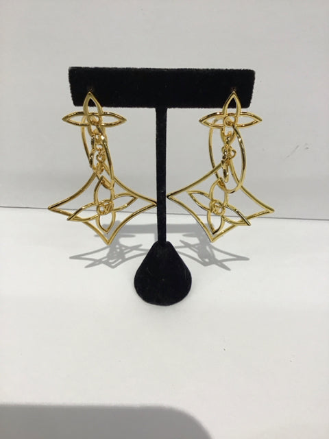 Gold Wire Louis Vuitton Style Dangling Earrings