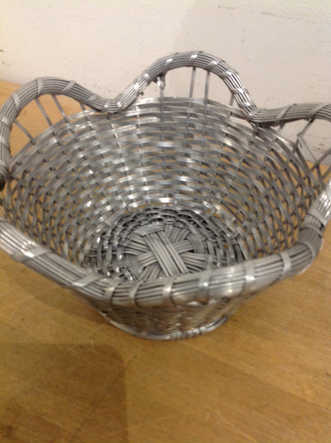 Basket- 8" Silver Metal