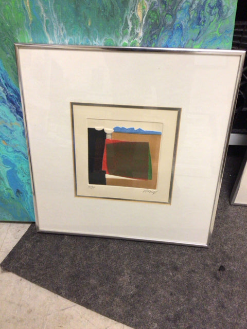 16 1/8" X 16 5/8" Silver Framed Mixed Media