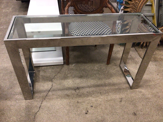16" X 49" El Dorado Glass & Chrome Console Table