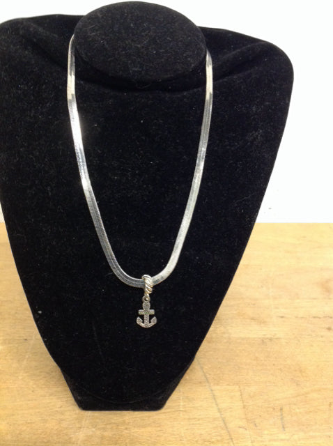Silver Tone Herring Necklace w/Anchor