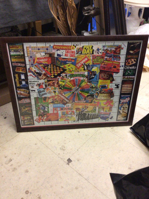 25 1/2" X 19 1/2"  Framed Puzzle Board Game Wall Decor