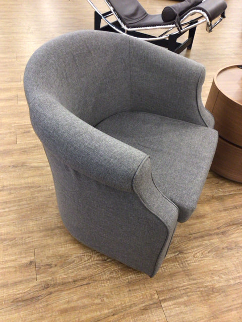 Pottery Barn Custom Upholstered Grey Swivel Chair