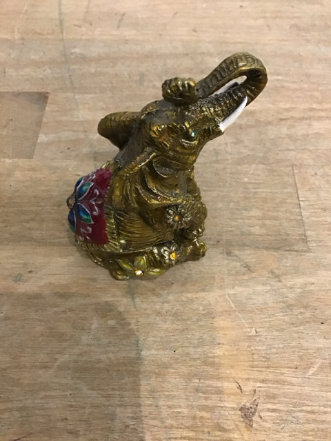 3.5" Gold Embellished Elephant Trinket Box