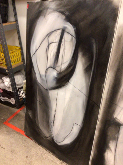 36x60 Hennin Haupt Blk/Gry Abstract Canvas