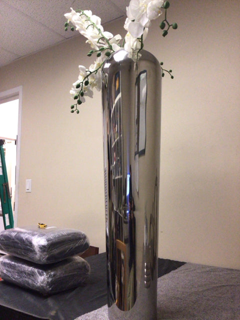 5' Metallic Vase W/Faux Orchids