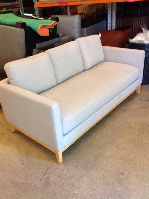 Wood Footed Linen Upholstered Sofa