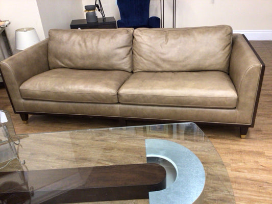 Macys Leather & Wood Sofa