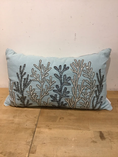 14x20 Beaded Coral Branches Lumbar Pillow