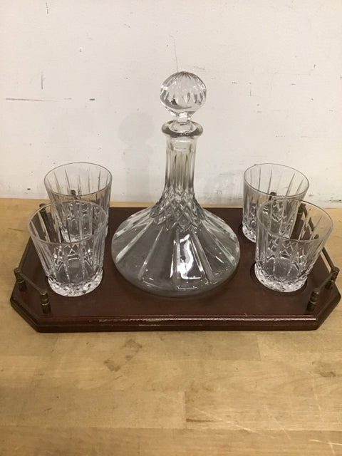Set Of 6 Wedgewood WWC4 Decanter & 4 Double Old Fashioned Glasses + Tray