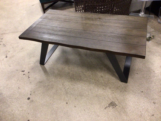 RTG Wood Panel Top Metal Leg Coffee Table