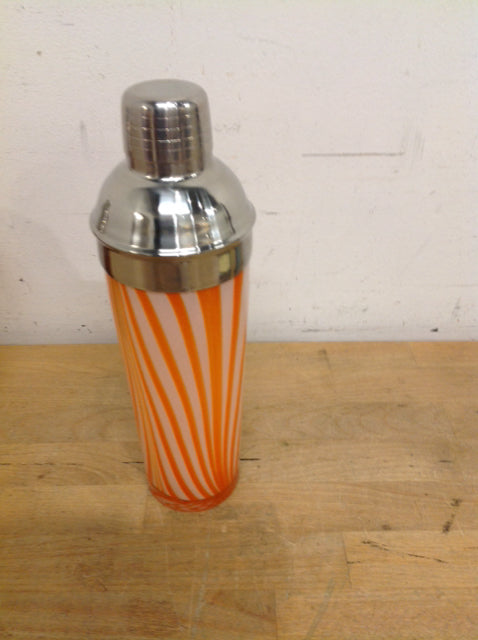 10" Orange & White Glass Cocktail Shaker