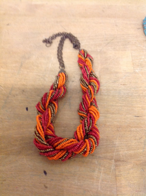 Necklace- Orange & Red Beaded