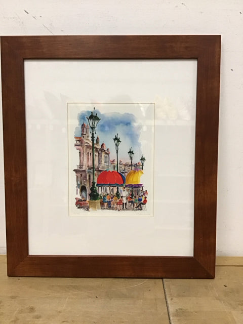 19x22 Framed "Cafe Aires Libres" Agustin Gainza