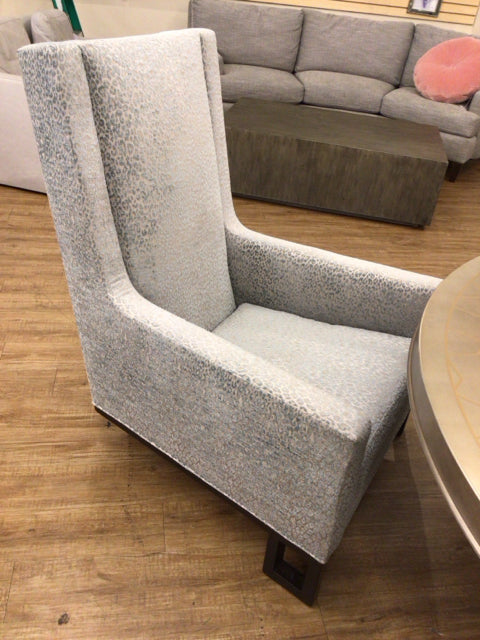 High Back Silver/Blue Cheetah Print Chair