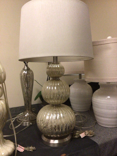 Mercury Glass Stacked Sphere Table Lamp W/Shade