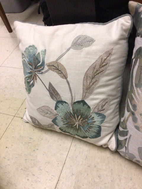 White & Grey Floral Pattern Front Pillow