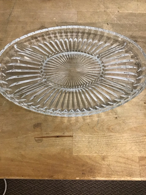 13"x9" Oval Shaped Divided Glass Serving Platter