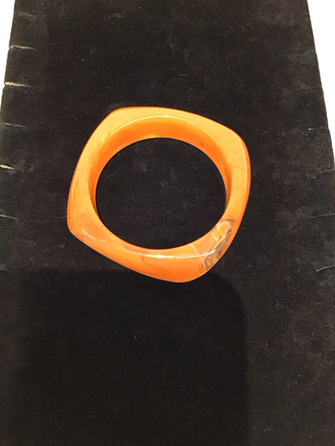 Orange Stone Square Bangle Bracelet