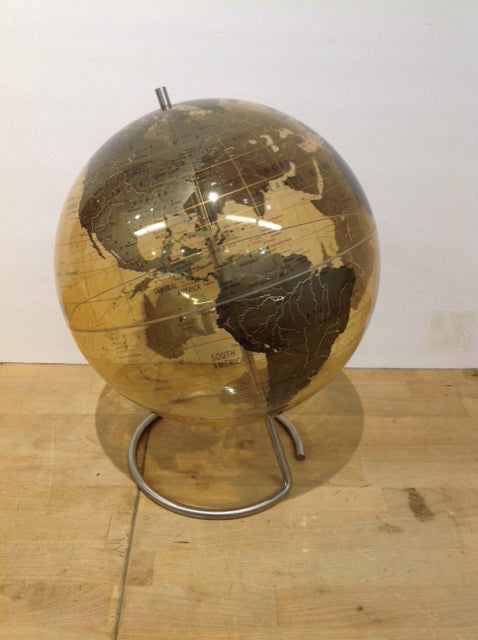 Acrylic World Globe w/Stainless Steel Base