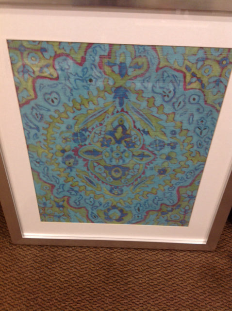 28" X 33" Aqua Medallion Print