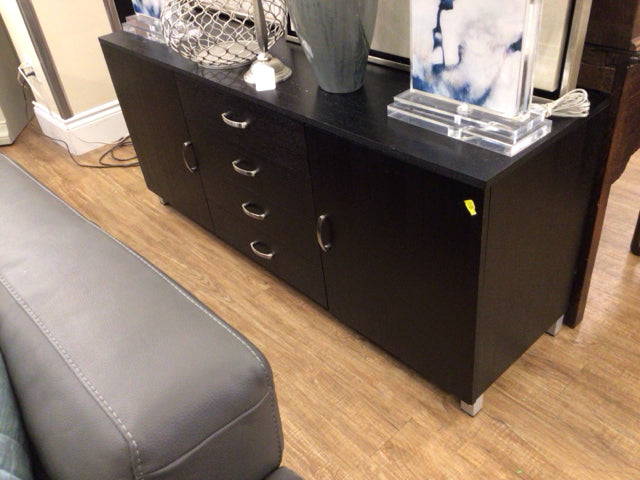 Black 2 Door/4 Drawer Credenza