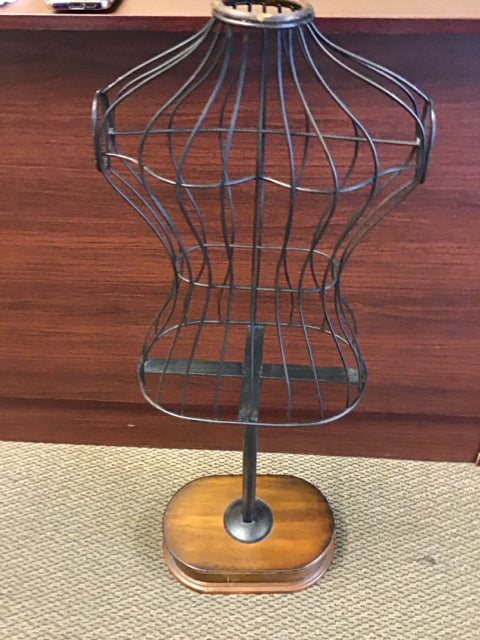 40" Black Metal & Wood Dress Form