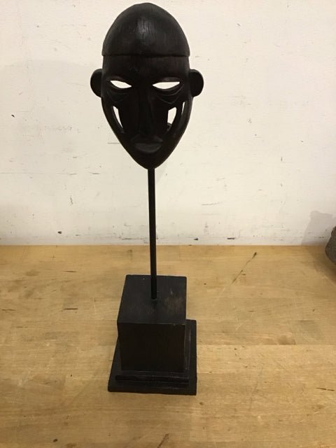 16" Wood African Like Mask W/Wood Base