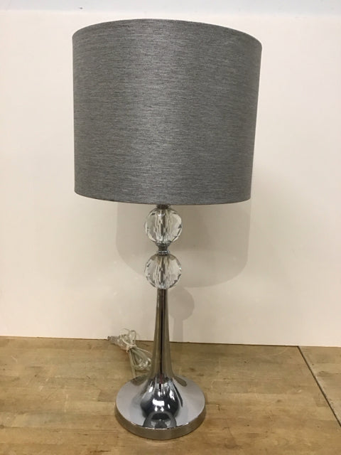 27" Chrome w/2 Faceted Glass Spheres Lamp