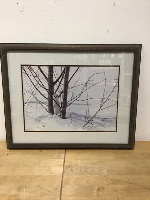 19x15 Framed "Mouse in Winter" By Mangelson