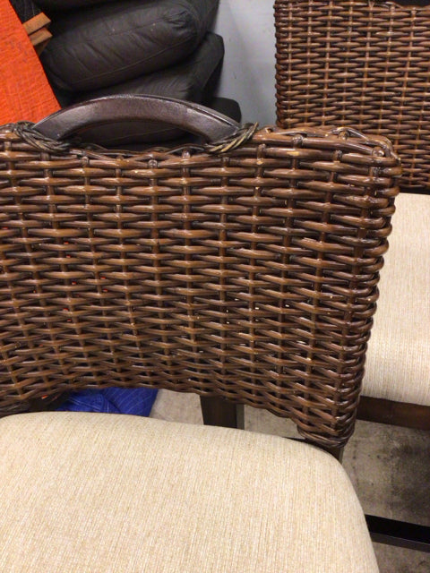 AS-IS Pair Of Largo International Woven Bar Stools(Wear On Rattan)