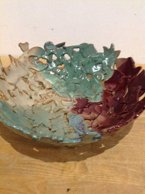 Bowl- 13" Multi Color Ceramic