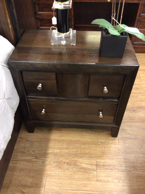 Dark Wood Two Drawer Nightstand